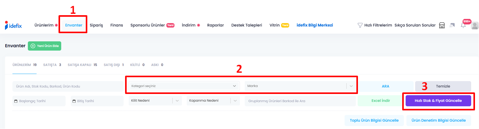 idefix Hızlı Stok & Fiyat Güncelleme Süreci Yayında